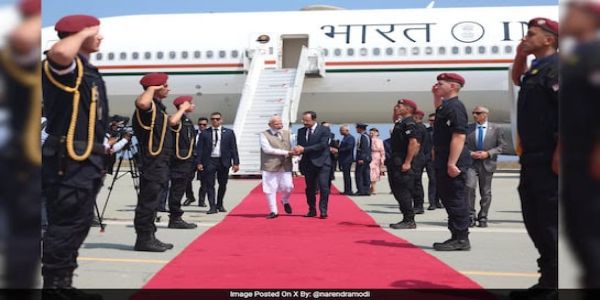 PM Modi Arrives In Cyprus, welcomed by President Nikos Christodoulides at Larnaca Airport