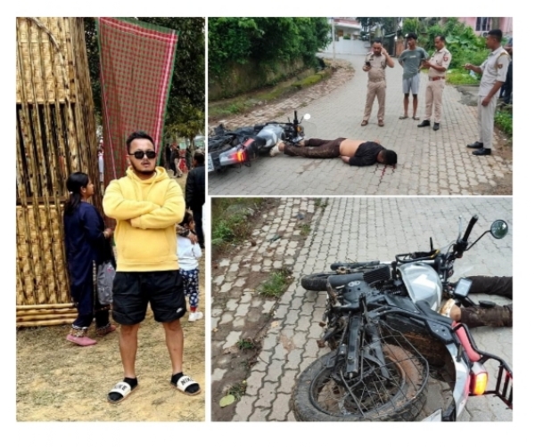 Image of the dead body found soaked in blood on the road in Bhagdattapur police outpost area of Basishta police station area of Guwahati. Image of the dead body found soaked in blood on the road in Bhagdattapur police outpost area of Basishta police station area of Guwahati.