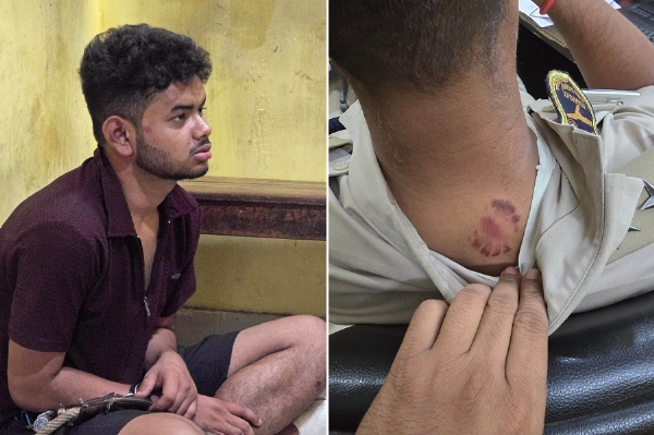 गड़चुक थाना के एसआई रिंकू बोरा पर किए गए हमले  और आरोपित की गिरफ्तारी की तस्वीर।