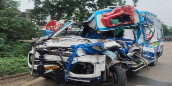Ambulance hits truck from behind, three killed