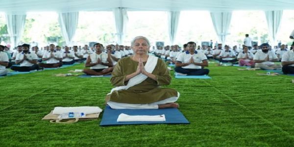 Nirmala Sitharaman participates in International Yoga Day celebrations at AJNIFM, Faridabad