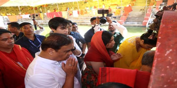 Assam CM Sarma visits Kamakhya Dham with family post Ambubachi