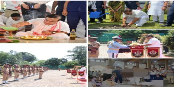 CM Sarma visits Dergaon Police Academy, Shri Shri Athkhelia Namghar