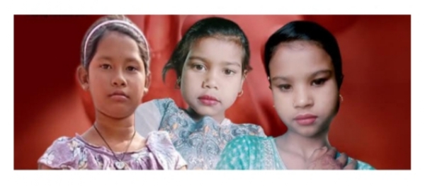 File photo of the three sisters who killed by drowning in a water-filled pit in Goalpara district of Assam.