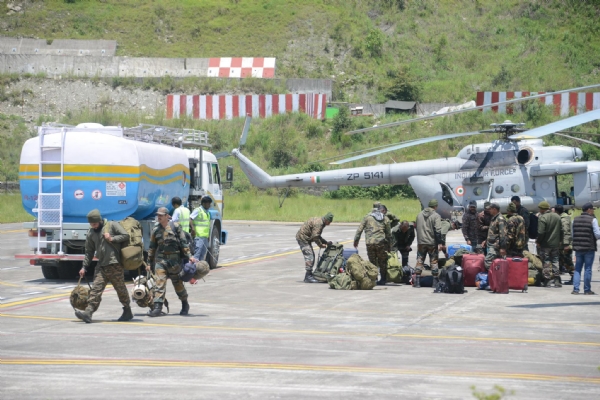 Indian Army soldiers have arrived at Pakyong Airport.