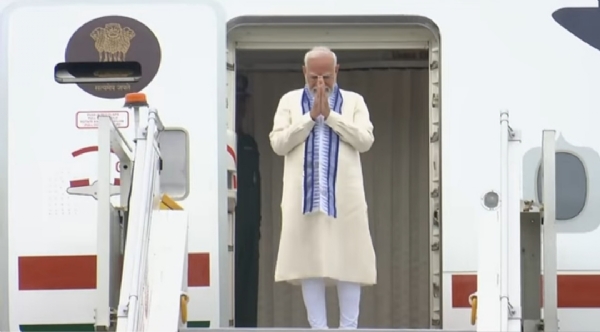 Prime Minister Narendra Modi arrives in New Delhi after concluding a five-nation tour on Thursday