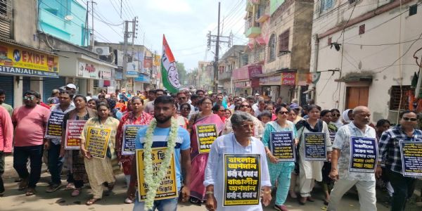 TMC holds massive protest rally in Chuchura against harassment of Bengali migrant workers in BJP-ruled states