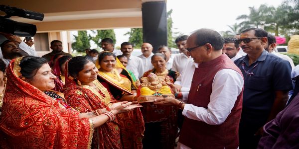 Shivraj Singh Chouhan interacts with Lakhpati Didis in Gujarat today