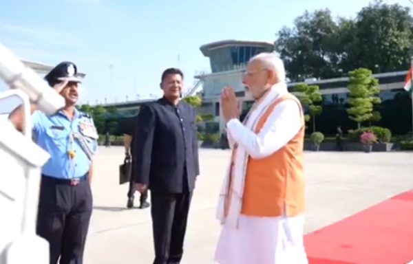 Prime Minister Narendra Modi in New Delhi just moments before departing on a journey to five countries.