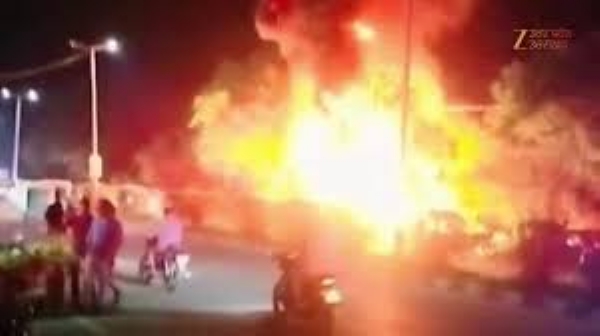 Gas pipelines catch fire following sparks from an above power wire
