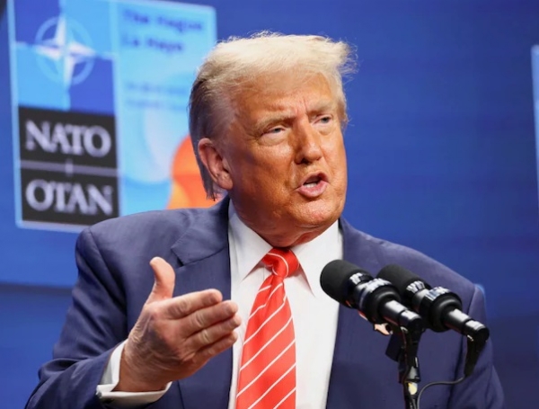 Donald Trump at the North Atlantic Treaty Organization summit.