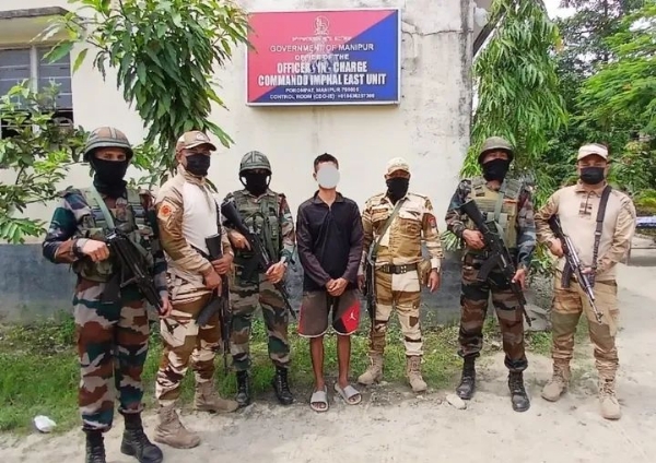 Image of the arrested rebel in Manipur.
