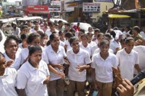 Women police constable recruits stage protest