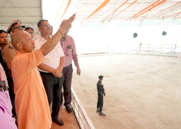 Uttar Pradesh Chief Minister Yogi Adityanath inspected the proposed public meeting venue