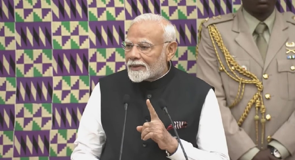 Prime Minister Modi addressing the Parliament of Ghana.