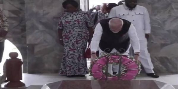 PM Modi pays tribute at Nkrumah Memorial Park in Accra