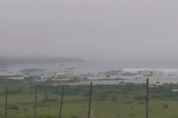 The geophysical service of the Russian Academy of Sciences has released a video of the tsunami that hit the coastal area of Severo-Kurilsk on Paramushir Island in the Kuril Islands. This image is prepared from the same video.