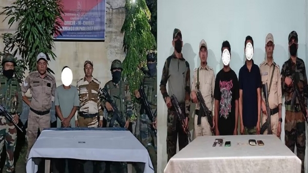 Image of the rebels arrested in Manipur.