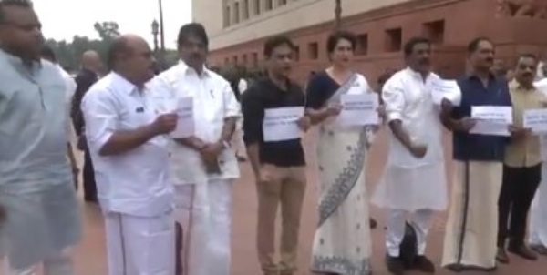Congress stages protest at Parliament against BJP govt over arrest of 2 Kerala nuns