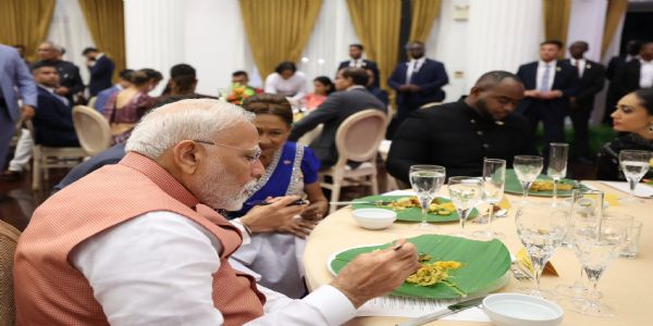 PM Modi attends traditional dinner hosted by Trinidad & Tobago PM Kamla Persad-Bissessar