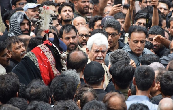 LG Manoj Sinha Joins 10th Muharram Procession In J&K’s Srinagar
