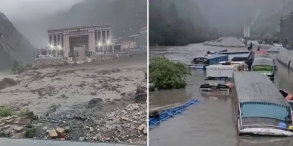 Floods destroyed Nepal-China Friendship Bridge, swept away parked electric vehicles at dry port