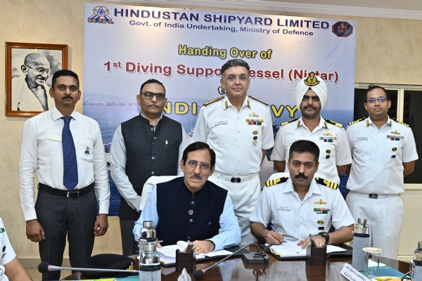 Hindustan Shipyard Limited(HSL) delivers first Indigenous Diving Support Vessel ‘Nistar’ to Indian Navy
