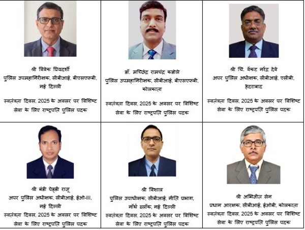 21 CBI Personnel Honoured with President’s Police Medals on Independence Day