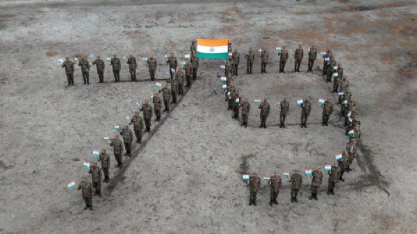 Image of the Indian Army Celebrating the 79th Independence Day at India-China Border.