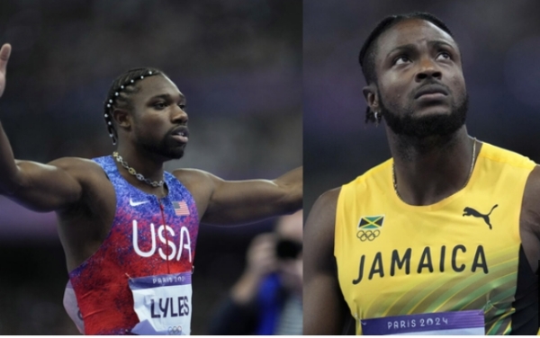 Noah Lyles (left)& Kishane Thompson (right)