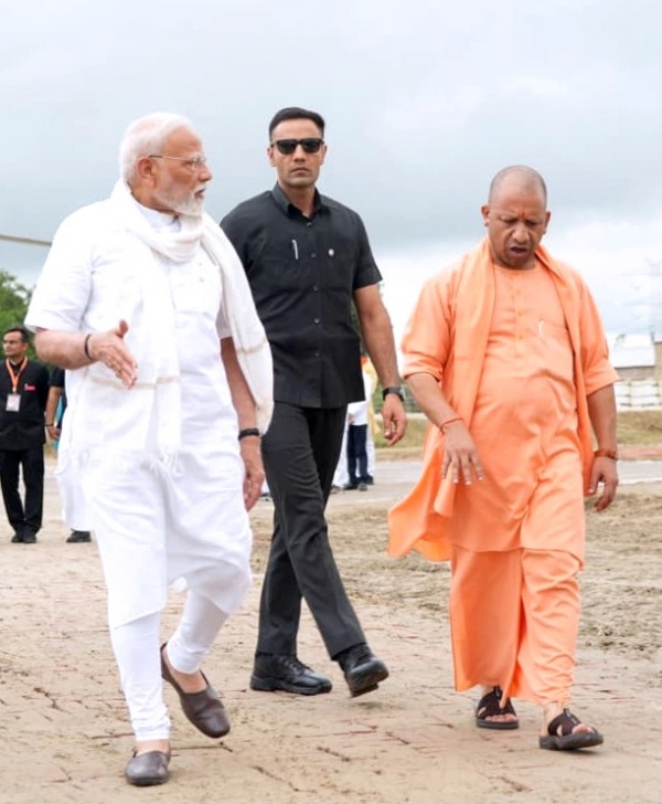 UP Chief Minister Yogi Adityanath with PM Modi in Varanasi