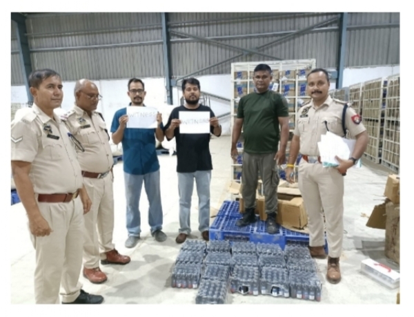 Image of the seizure by the Cachar Police of Banned Cough Syrup Worth ₹6 Lakh in Silchar.
