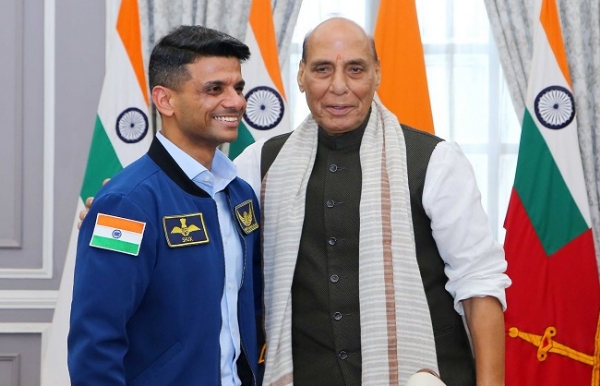 Defence Minister Rajnath Singh met Group Captain Shubhanshu Shukla on Thursday