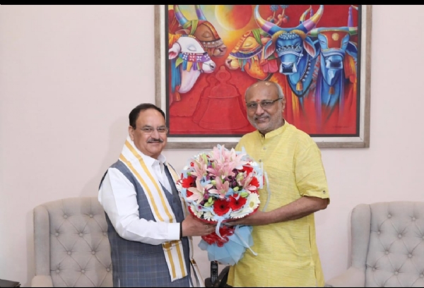 Vice-Presidential candidate C.P. Radhakrishnan meets Bharatiya Janata Party (BJP) national president J.P. Nadda on Friday