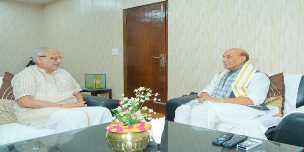 NDA Vice Presidential Nominee C.P. Radhakrishnan Meets Rajnath Singh, Amit Shah; Leaders Express Confidence in His Candidature