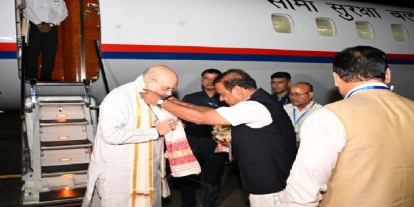 Assam CM Welcomes Union Home Minister Amit Shah at Guwahati Airport