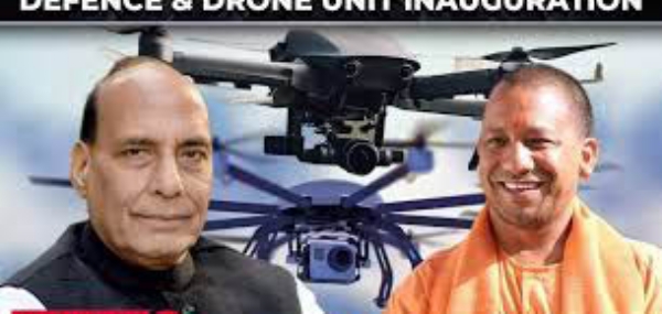 Defence Minister Rajnath Singh and CM Yogi Adityanath.