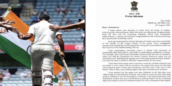 PM Narendra Modi Congratulates Cheteshwar Pujara on Stellar Cricket Career in Heartfelt Letter