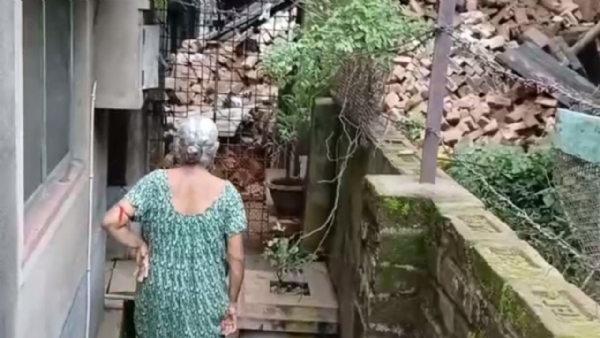 The collapsed house