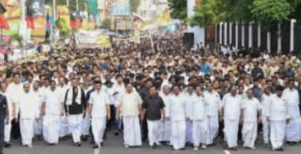 Tamil Nadu CM MK Stalin Leads Silent March to Honor M Karunanidhi on 7th Death Anniversary