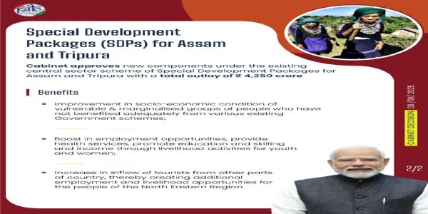 Cabinet Approves ₹4,250 Crore Boost for Assam & Tripura Under Special Development Packages
