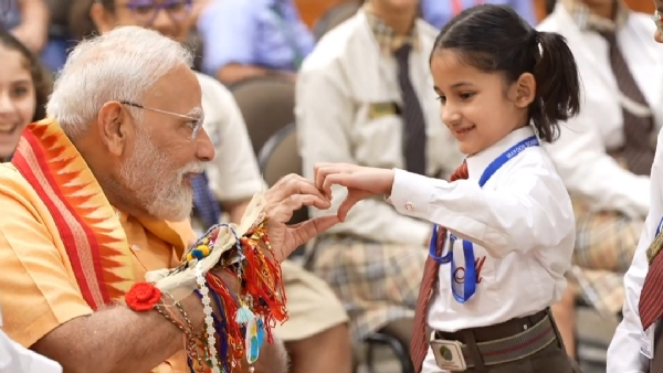 PM Modi Celebrates Raksha Bandhan with Children