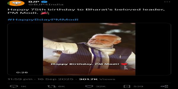 BJP Shares Inspiring Video Celebrating PM Modi’s 75 Years of Service