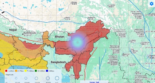 3.5 Magnitude Earthquake Jolts The image related to the earthquake in Assam’s Sonitpur District.
