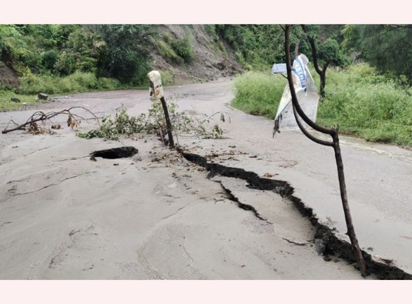 Road near Jamoda village caves in, nearby houses develop major cracks