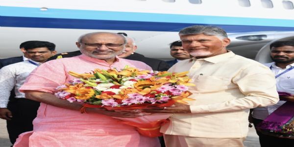 Vice President C P Radhakrishnan Arrives in Vijayawada for Dasara Festivities