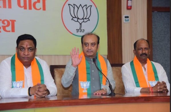 Addressing a press conference BJP Rajya Sabha MP Sudhanshu Trivedi