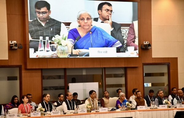 Finance Minister and others chairing the 56th meeting of the GST Council.