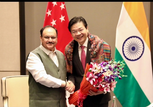 BJP Chief J.P. Nadda Meets Singapore Prime Minister Lawrence Wong in New Delhi