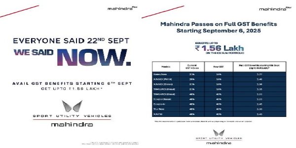 Mahindra & Mahindra Cuts Vehicle Prices by Up to Rs 1.56 Lakh Following GST Rate Reduction
